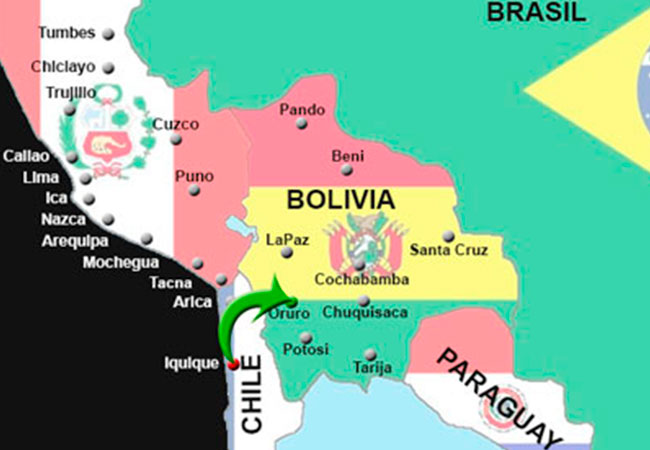 Iquique . Oruro 750 km
Tiempo de aproximado de viaje: 12h 33 min 